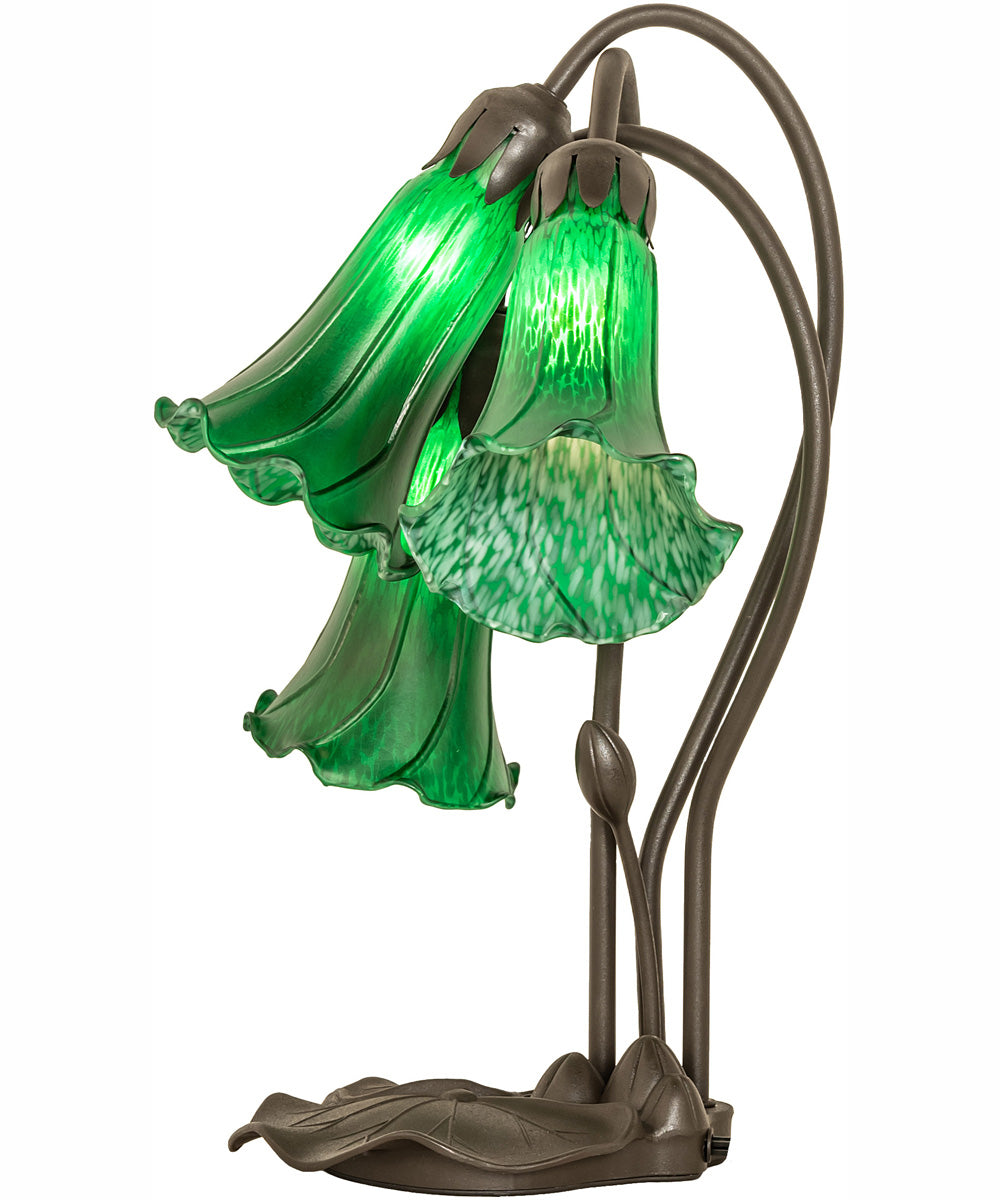 16" High Green Tiffany Pond Lily 3 Light Accent Lamp
