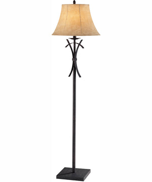 Gabriel 1-Light Floor Lamp Gold Rust With Faux Leather Shade