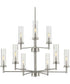 Kellwyn 9-Light Clear Glass Transitional Style Chandelier Light Brushed Nickel