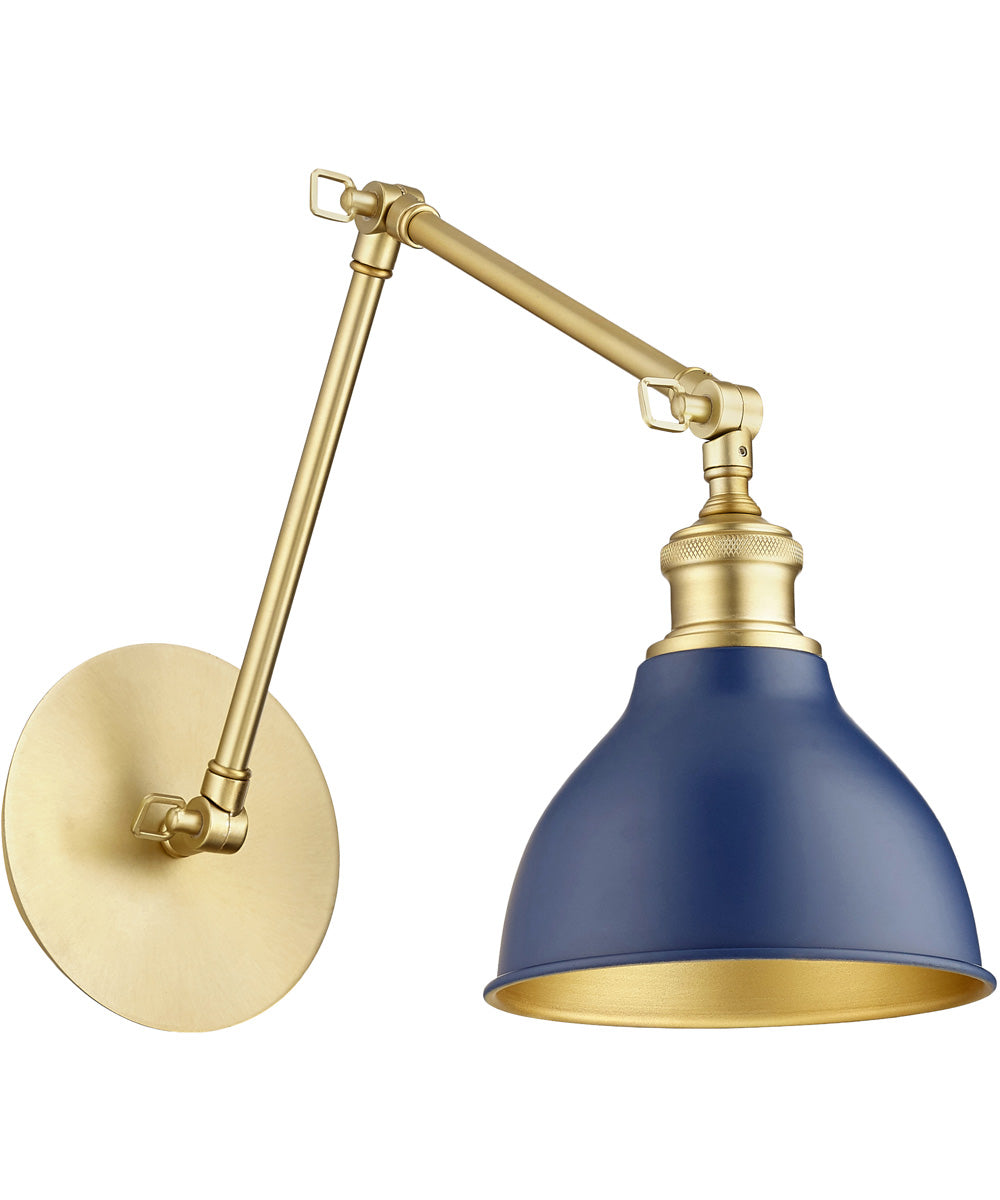1-light Wall Mount Light Fixture Aged Brass w/ Blue