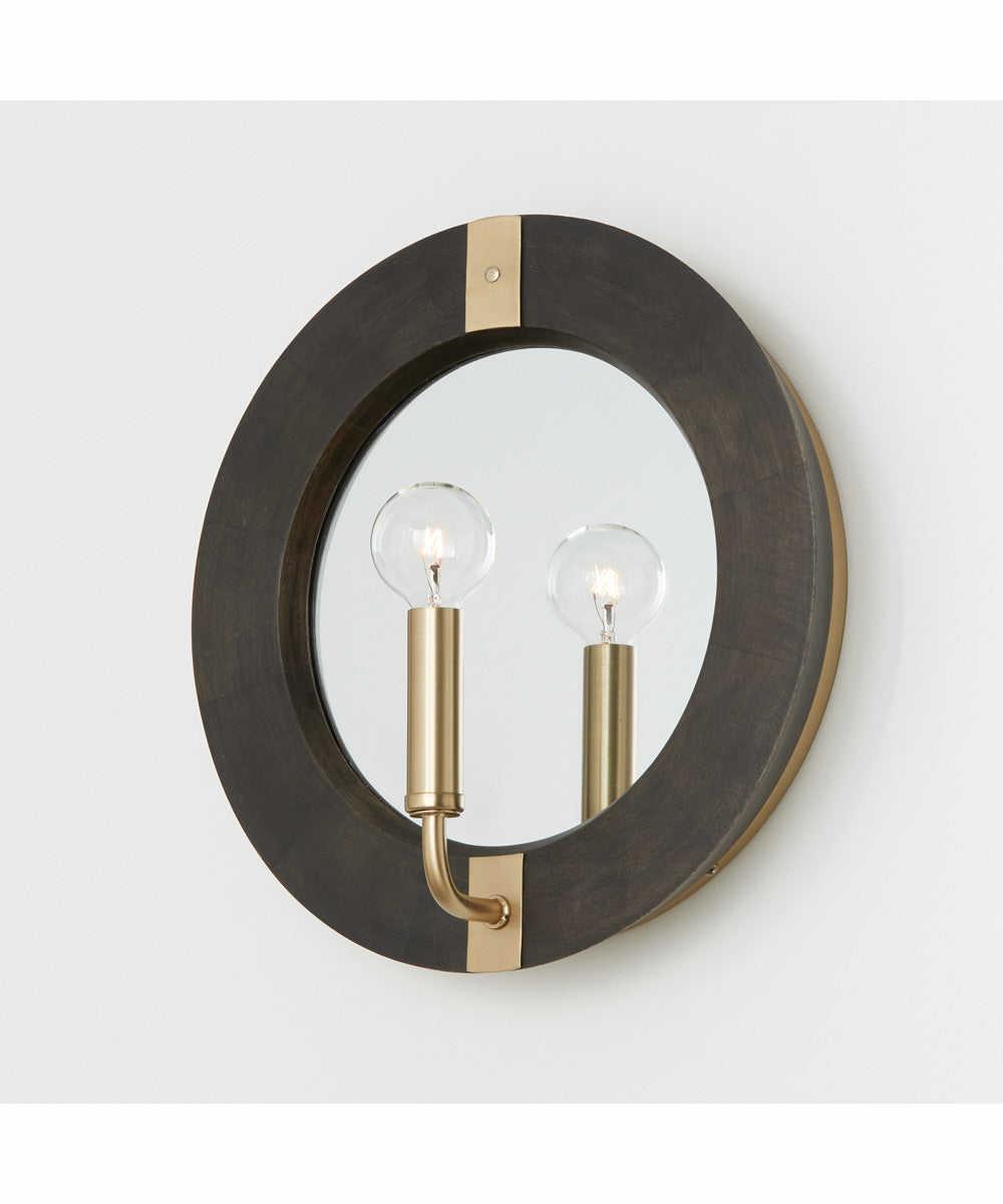 Finn 1-Light Sconce Black Stain and Matte Brass
