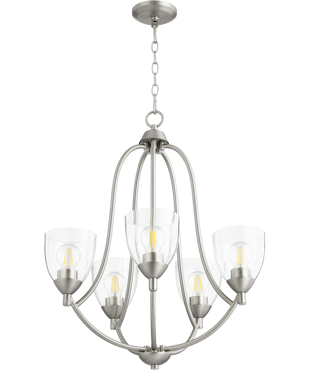 24"W Barkley 5-light Chandelier Satin Nickel w/ Clear/Seeded