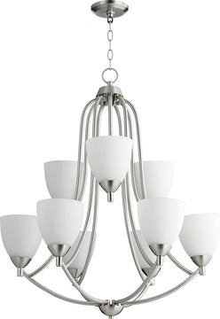 27"W Barkley 9-light Chandelier Satin Nickel