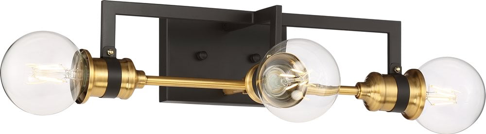 17"W Intention 3-Light Vanity & Wall Warm Brass / Black