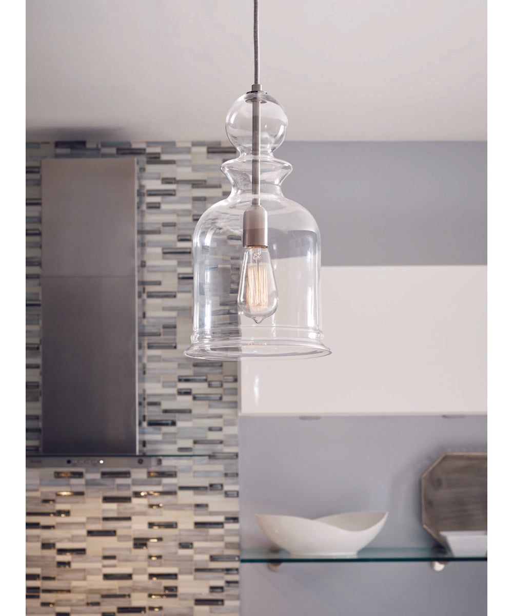 Staunton 1-Light Clear Glass Global Pendant Light Brushed Nickel