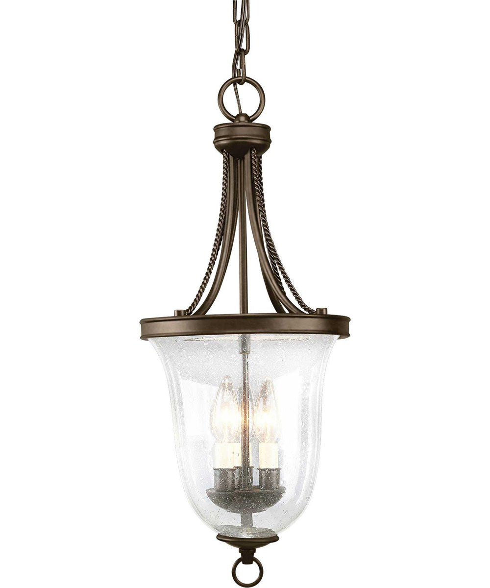 Seeded Glass 3-Light Foyer Pendant Antique Bronze