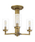 Sunburst 3-light Semi Flush Mount Weathered Brass