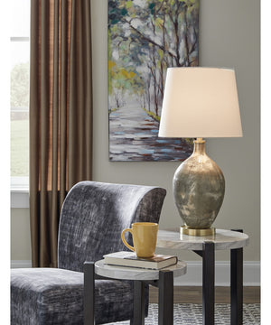 Jemarie Glass Table Lamp (1/CN) Gray/Gold