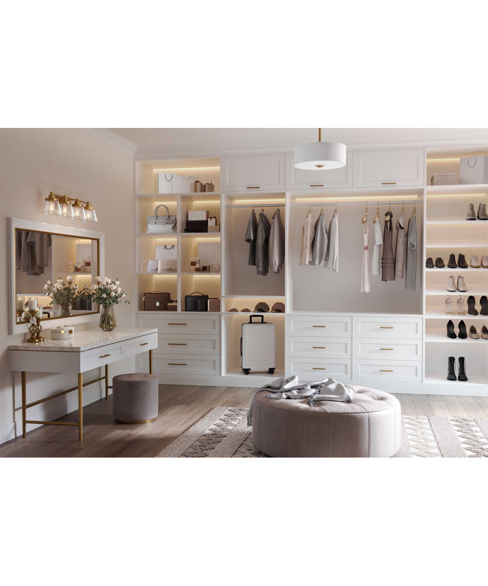 Hinton 4-Light Clear Seeded Glass Farmhouse Bath Vanity Light Vintage Brass