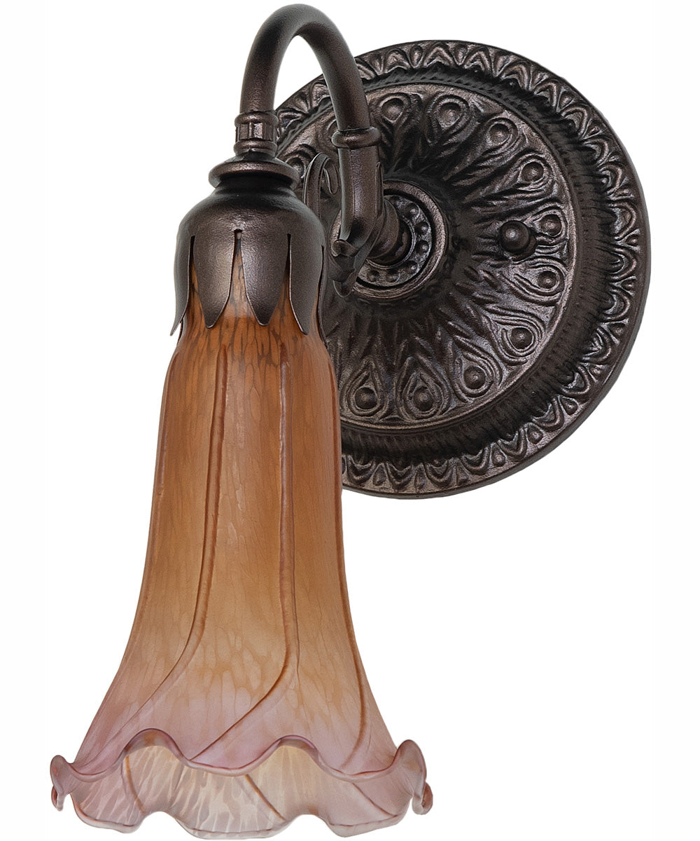 5.5" Wide Amber/Purple Tiffany Pond Lily Wall Sconce