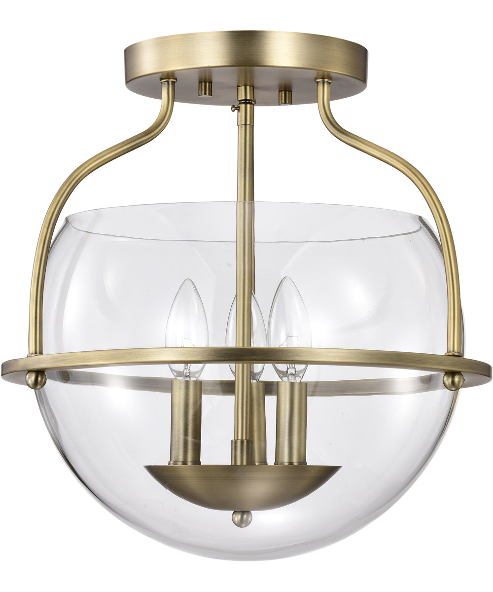 Amado 3-Light Close-to-Ceiling Vintage Brass