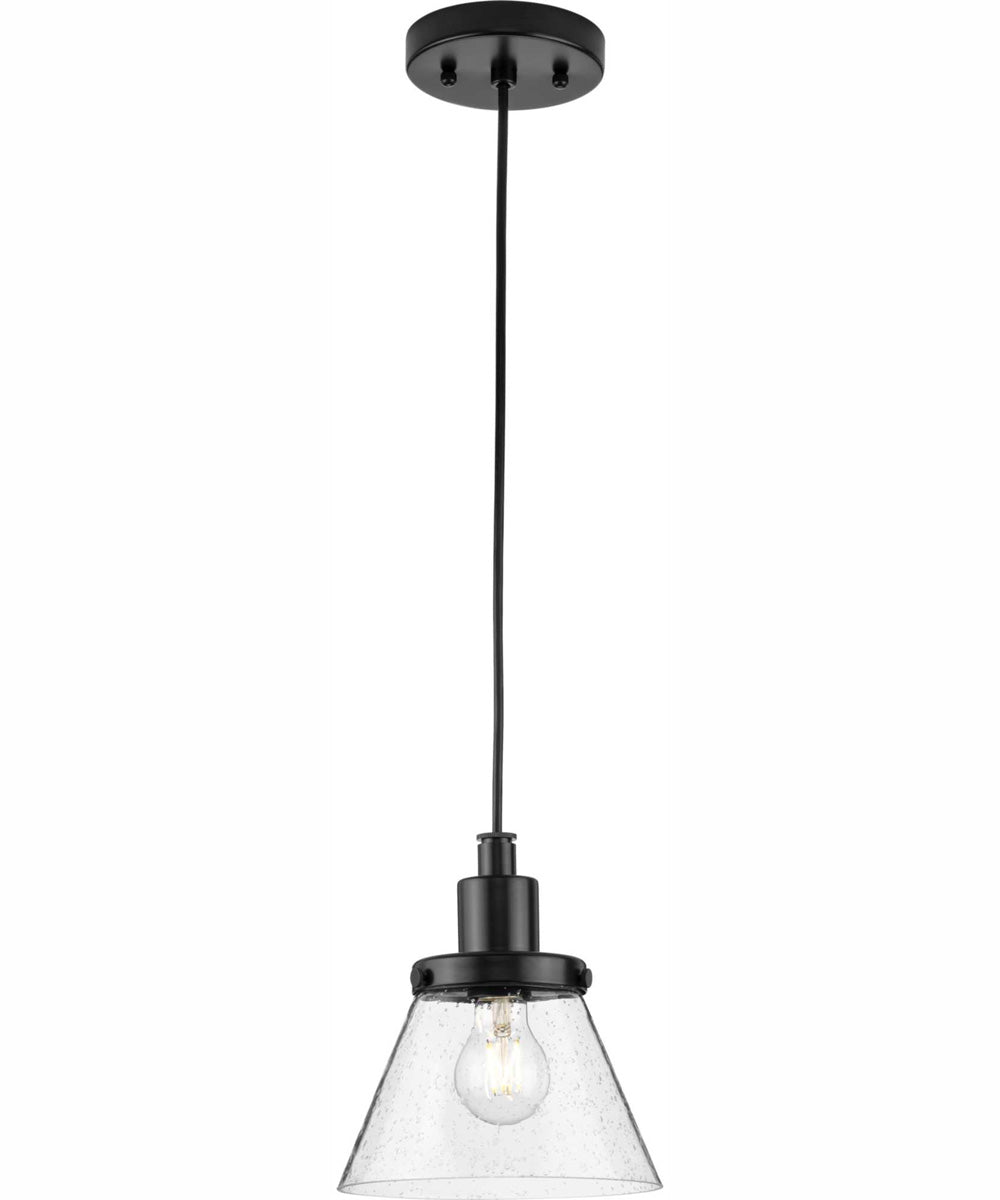 Hinton 1-Light Brushed Nickel Modern Farmhouse Pendant Matte Black