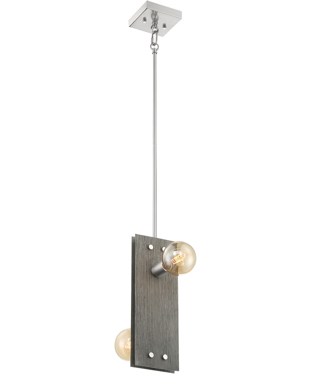 6"W Stella 2-Light Pendant Driftwood / Brushed Nickel Accents