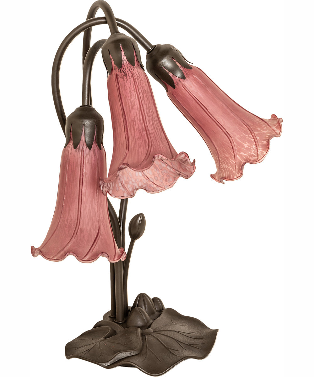 16" High Lavender Pond Lily Tiffany Pond Lily 3 Light Accent Lamp