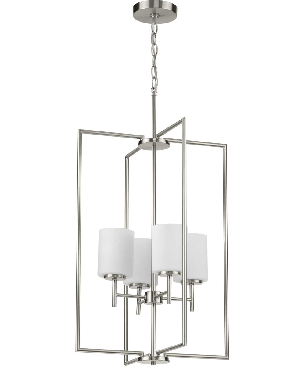 Replay 4-Light Etched White Glass Modern Pendant Light Brushed Nickel