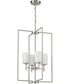 Replay 4-Light Etched White Glass Modern Pendant Light Brushed Nickel