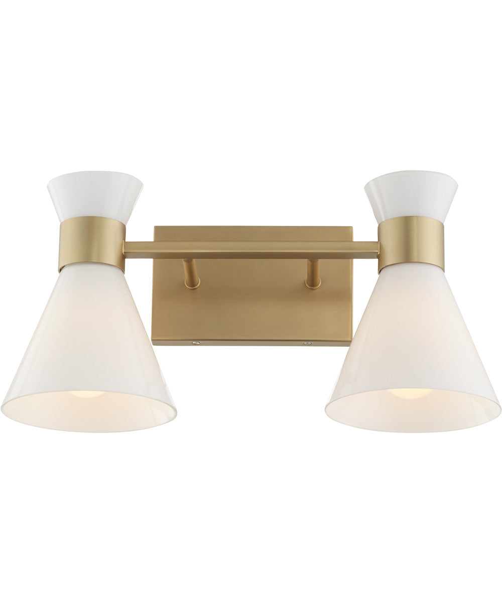 Beldar 2-light Bath Vanity Light Aged Brass w/ Gloss Opal