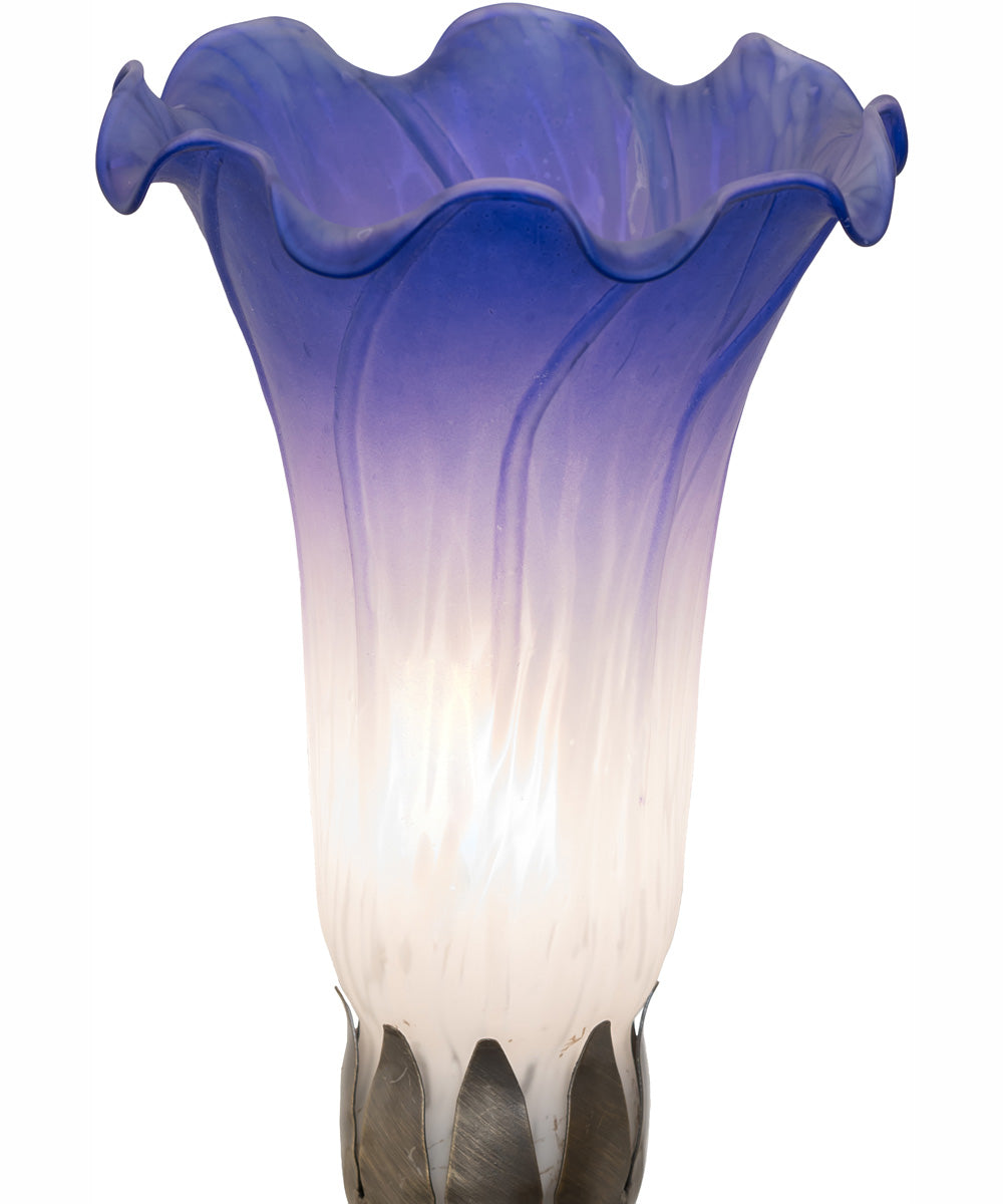 13" High Blue/White Tiffany Pond Lily Twin Cherub Accent Lamp