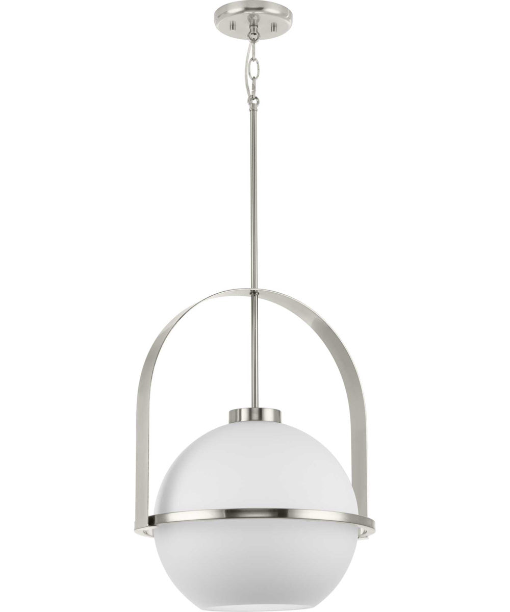 Delayne 1-Light Mid-Century Modern Etched Opal Glass Pendant Light Brushed Nickel