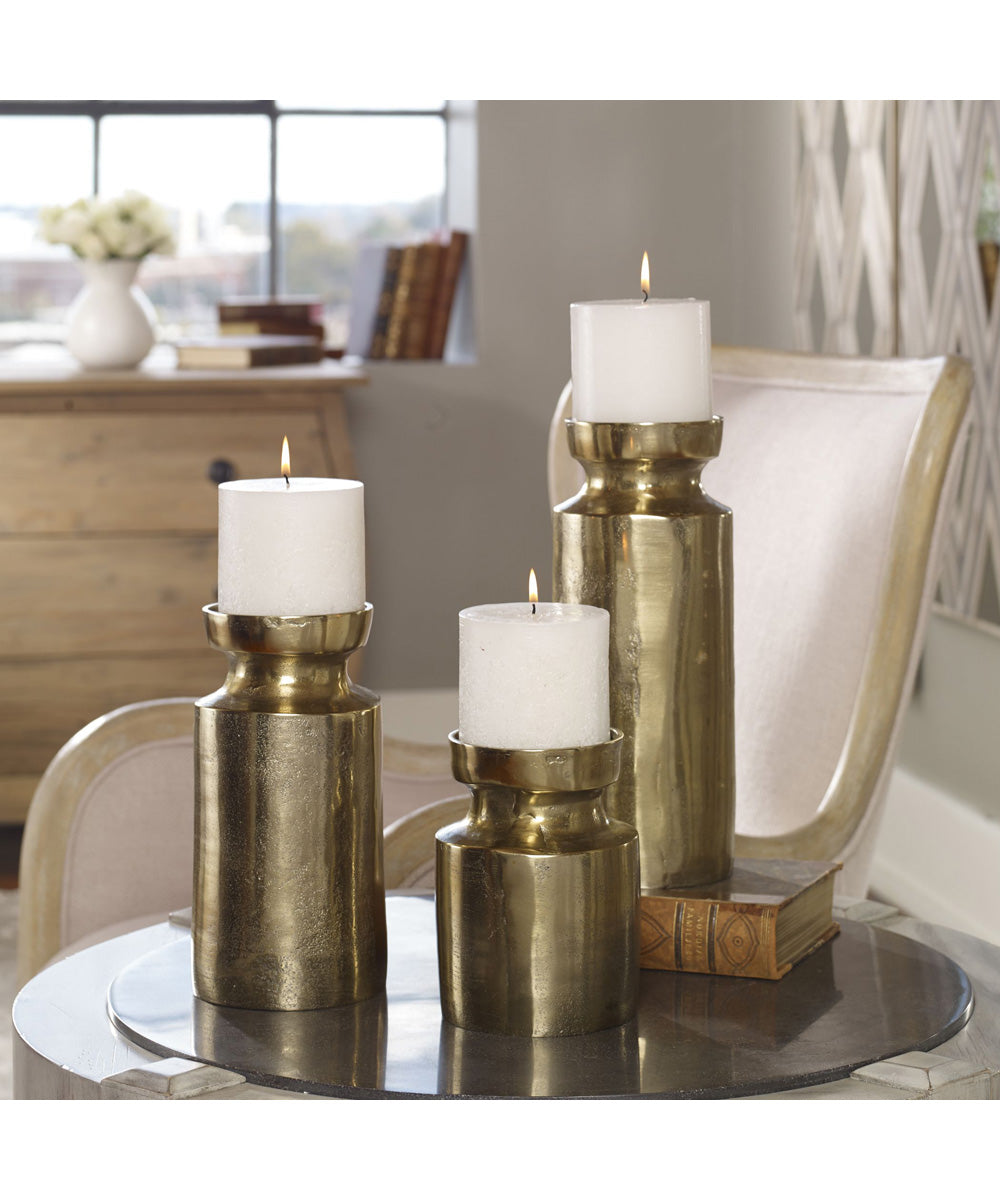 Amina Antique Brass Candleholders Set of 3