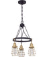 Thatcher 3-Light Down Chandelier Flat Black/Satin Brass