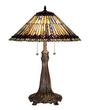 27"H Jeweled Peacock Large  Tiffany Table Lamp