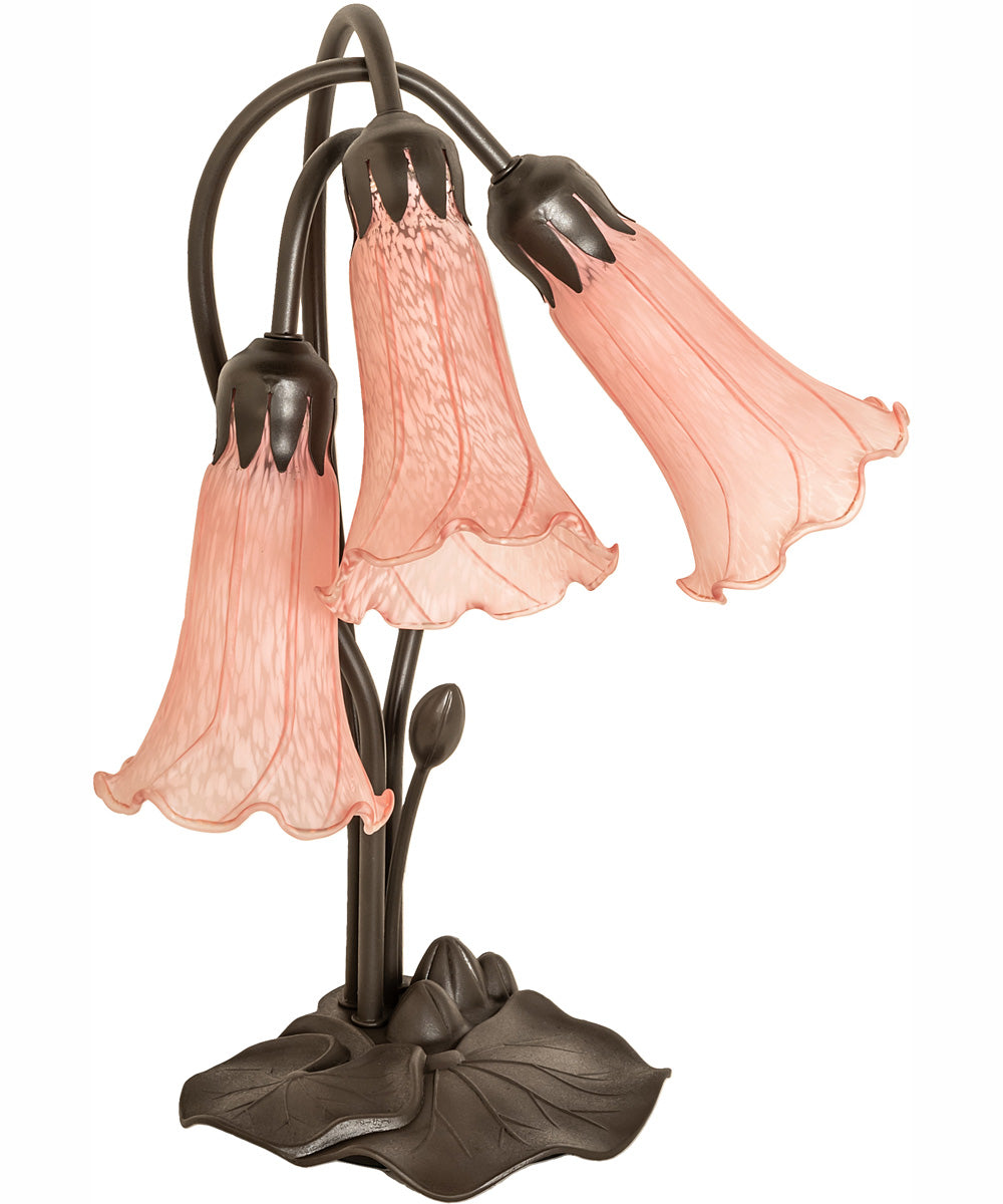 16" High Pink Tiffany Pond Lily 3 Light Accent Lamp
