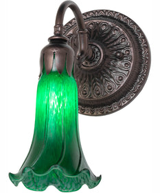 5.5" Wide Green Tiffany Pond Lily Wall Sconce