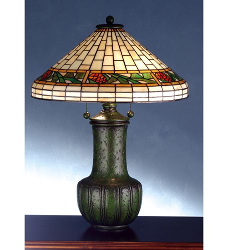 25"H Bigelow Pinecone/Grueby  Tiffany Table Lamp