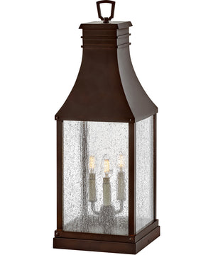 Beacon Hill 3-Light Large Pier Mount Lantern in Blackened Copper