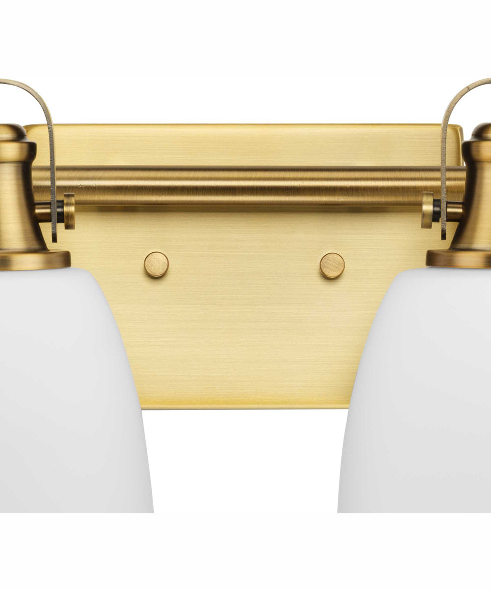 Preston 2-Light Coastal Bath Vanity Light Vintage Brass
