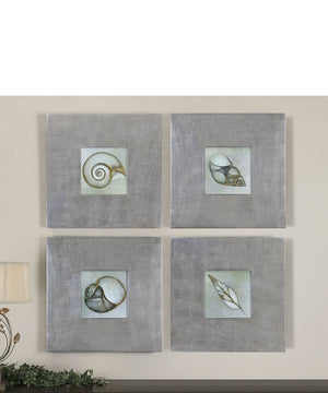 28"H Neptunes Garden Framed Art Set of 4