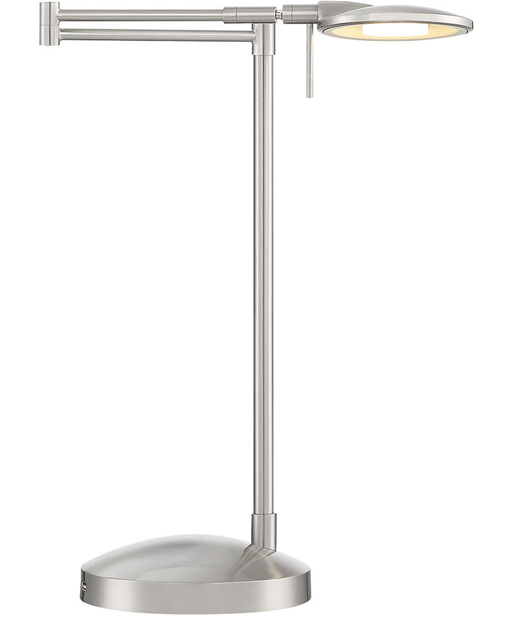 Dessau Turbo Swing LED Arm Lamp With USB Satin Nickel