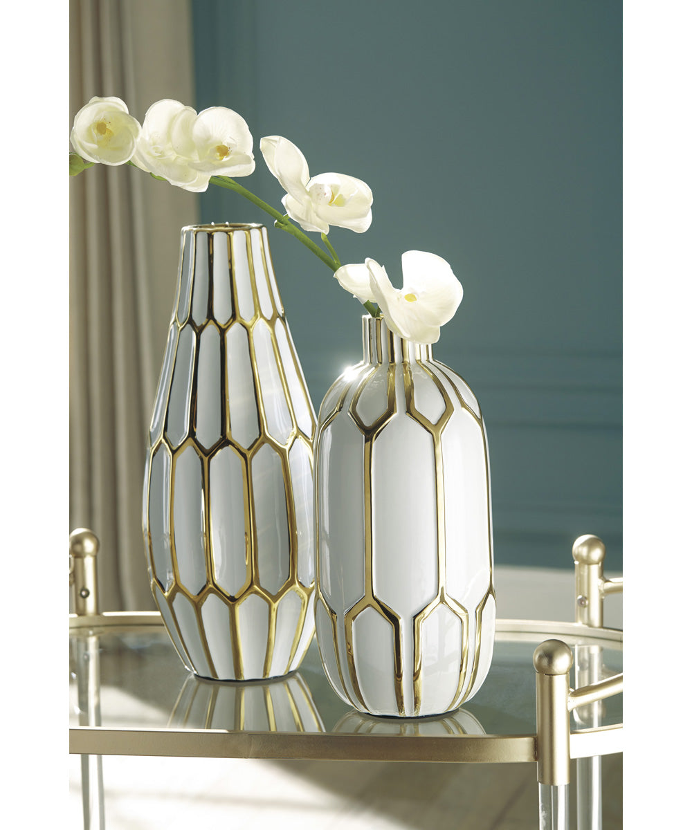 Mohsen Vase Set of 2 Gold/White