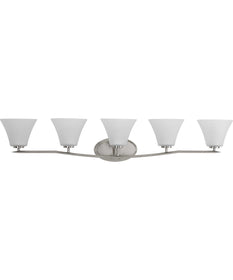 Bravo 5-Light Etched Glass Modern Bath Vanity Light Brushed Nickel