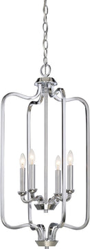 14"W Willow 4-Light Pendant Polished Nickel