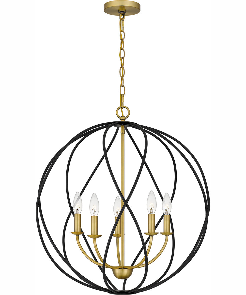 Bryn 5-light Pendant Aged Brass