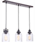 Foxwood 3-Light Linear Pendant Flat Black/Dark Teak