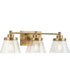 Hinton 3-Light Clear Seeded Glass Farmhouse Bath Vanity Light Vintage Brass