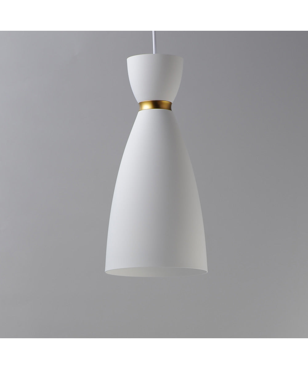 Carillon 1-Light Elongated Mini Pendant White/Satin Brass