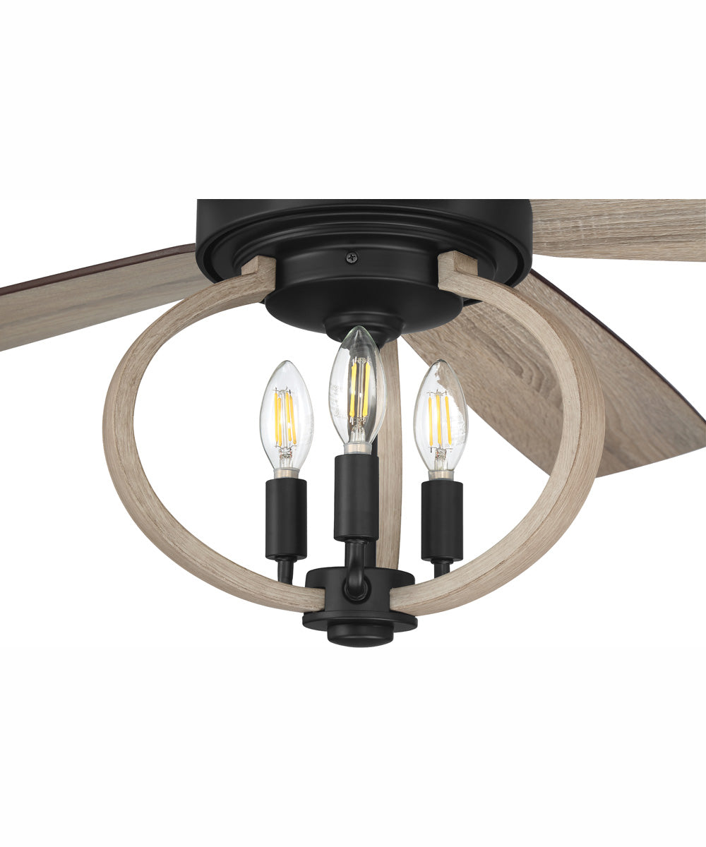 52" Reese 3-Light Ceiling Fan Flat Black