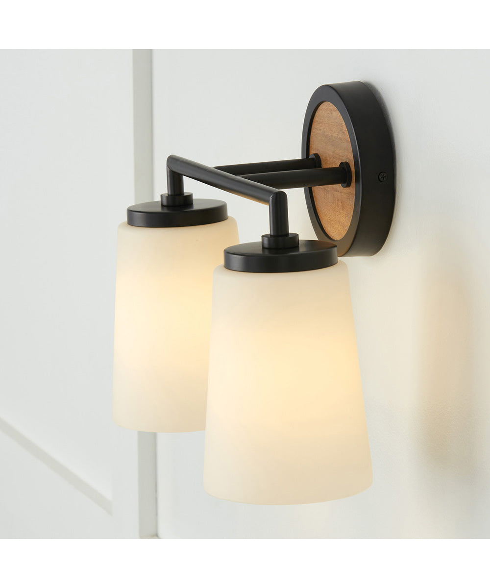Jonah 2-Light Vanity Light Wood and Matte Black