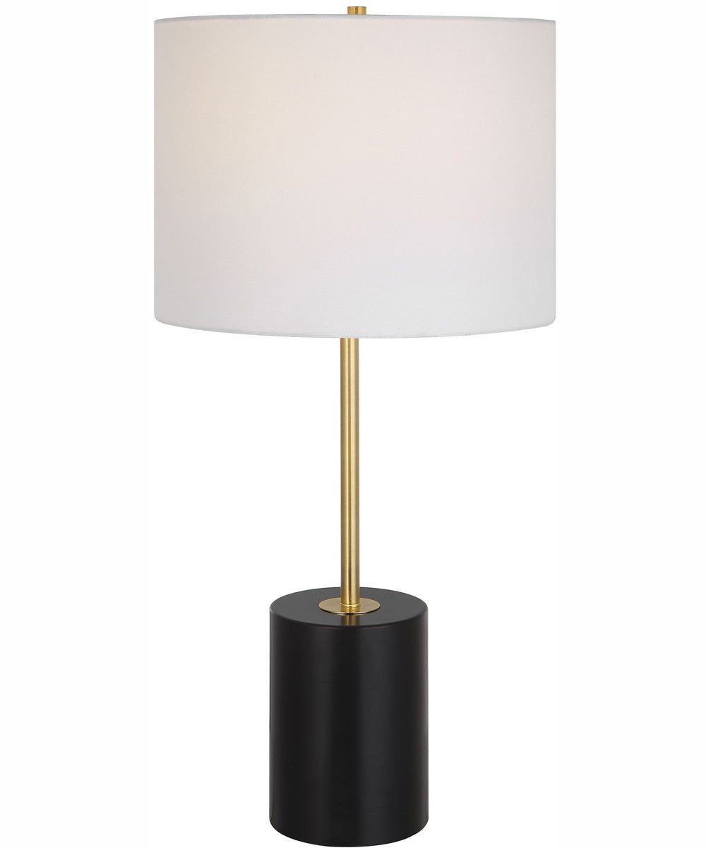 28"H 1-Light Table Lamp Metal in Matte Black and Gold with a Drum Shade