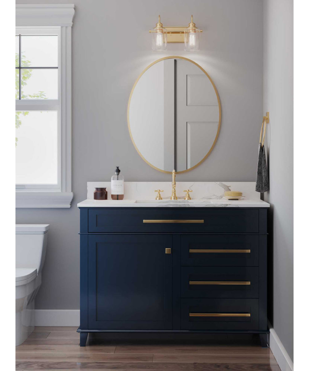 Aiken 2-Light Vintage Style Brass Clear Glass Farmhouse Style Bath Vanity Wall Light Vintage Brass