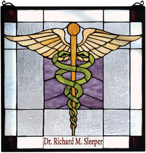 18"H Personalized Medical Stained Glass Window