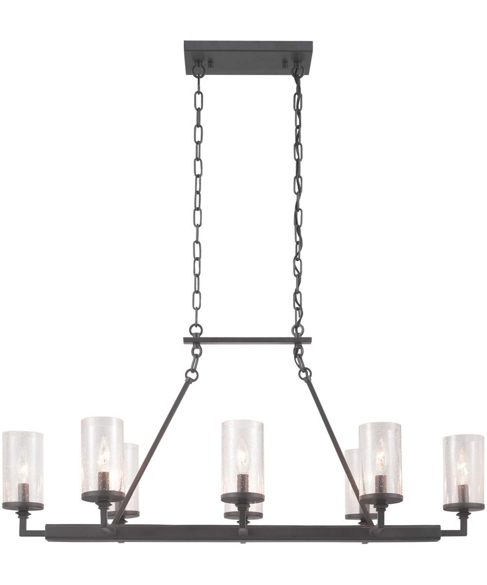 Gresham 8-Light Clear Seeded Glass Farmhouse Chandelier Light Graphite