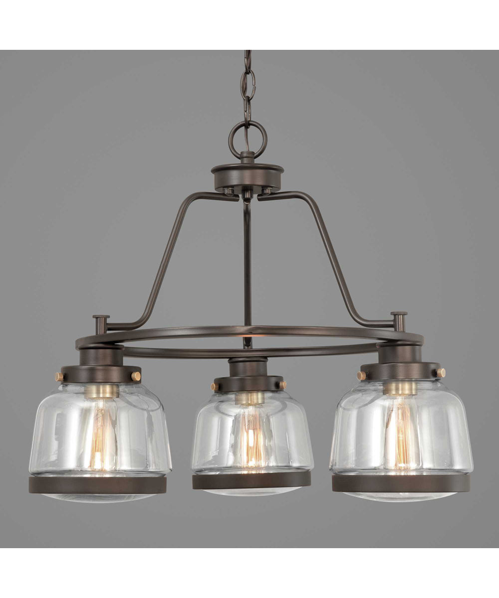 Judson 3-Light Clear Glass Farmhouse Chandelier Light Antique Bronze