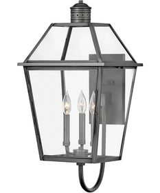 Nouvelle 3-Light Medium Outdoor Wall Mount Lantern in Blackened Brass