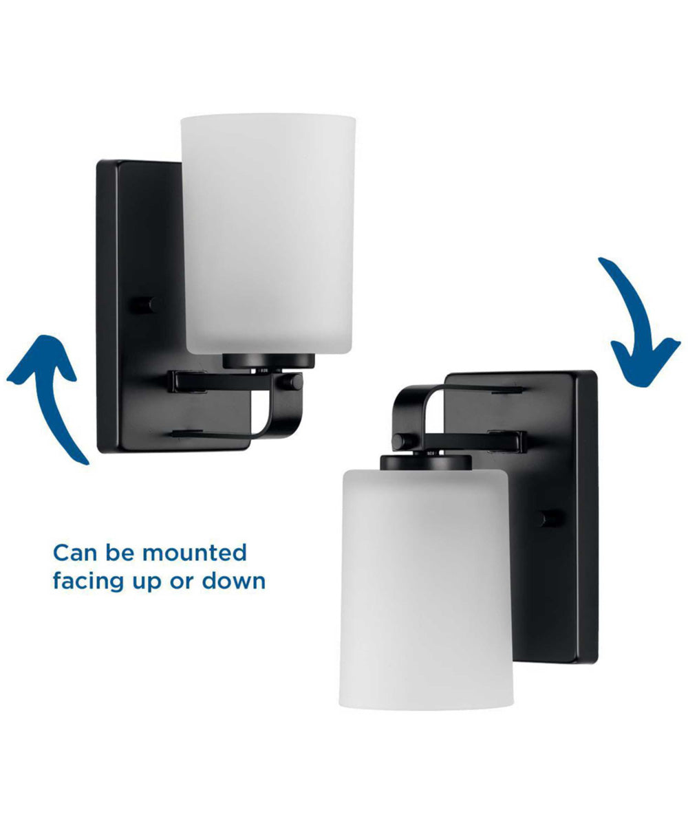 League 1-Light Etched Glass Modern Farmhouse Bath Vanity Light Matte Black