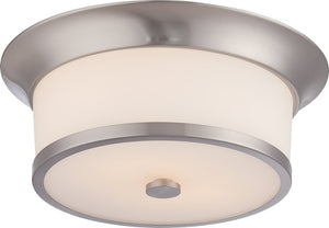 13"W Mobili 2-Light Close-to-Ceiling Brushed Nickel
